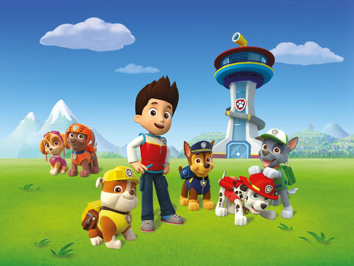 Sanders & Sanders fotobehang PAW patrol blauw, groen en rood - 375 x 270 cm - 600598