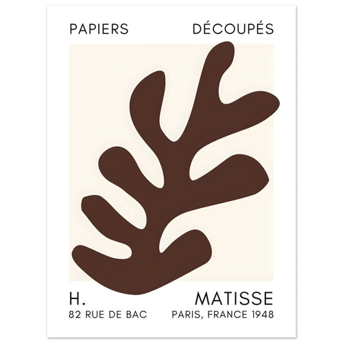 Artfulprints Poster Matisse – Ocean petals brown   - 30x40 cm - Bruin