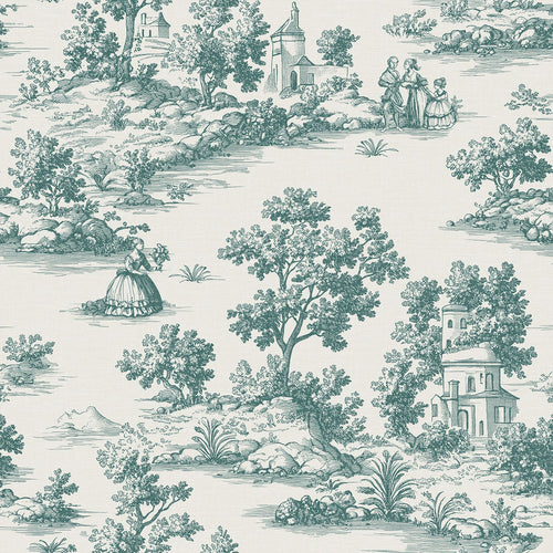 Sanders & Sanders behang toile de jouy print groen - 53 cm x 10 m - 641033