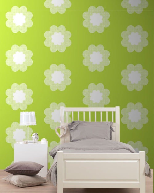 ESTAhome behang kanten bloemen limegroen - 53 cm x 10.05 m - 114952