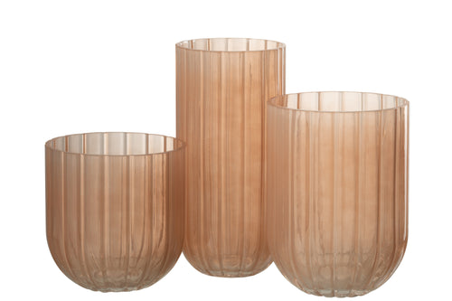 J-Line vaas Yoni Strepen - glas - perzik - large - 25 cm hoog - vtwonen shop