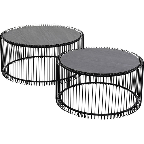 Kare Design Salontafel Wire zwart hout (2/Set)
