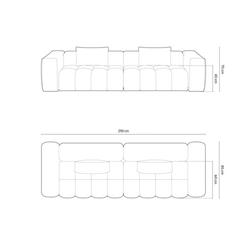 Cosmopolitan Design - Modulaire bank Verona 5-zits, structurele stof koraal - 85x290x70cm