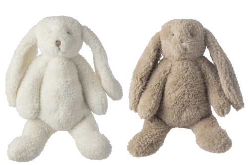 J-Line decoratie Konijn - polyresin - wit/beige - large - set van 2