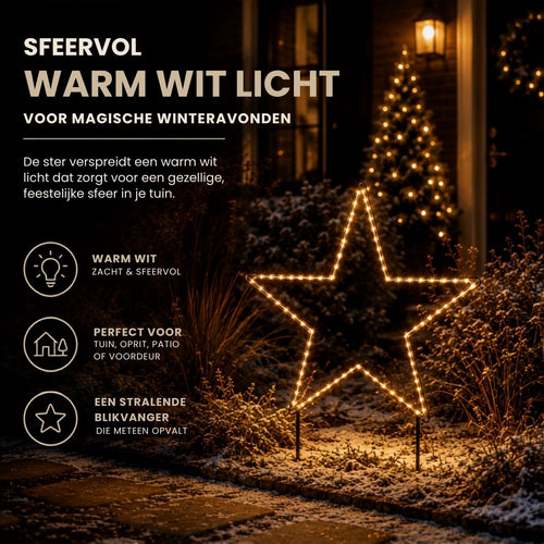 Luca Lighting Garden d'Light Ster Tuinsteker met Warm Witte LED-Verlichting - Kerstversiering met 8 Lichtstanden - Guirlande voor de Tuin -