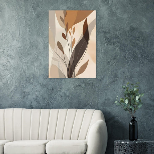 Artfulprints Poster Boho – Delicate leaves   - A4 21x29.7 cm - Bruin