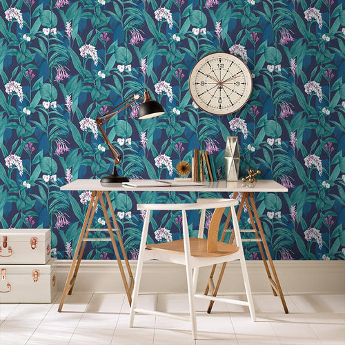 Graham & Brown Vliesbehang - Botanical Blauw
