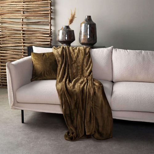 CHARLIE - plaid 200x220 cm - extra grote fleece deken - effen kleur - Military Olive - groen