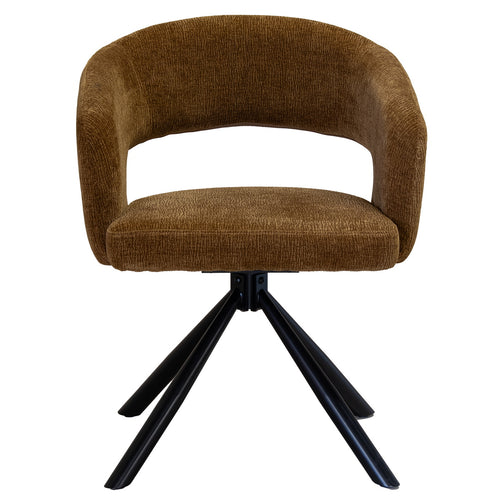 DÉJA Living Eetkamerstoel Elle - Stof/Metaal - Oker - Set van 2 - vtwonen shop