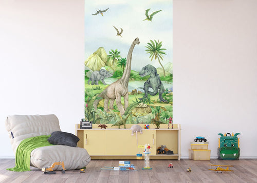 Sanders & Sanders fotobehang dinosaurussen grijs - 270 x 150 cm - 601223