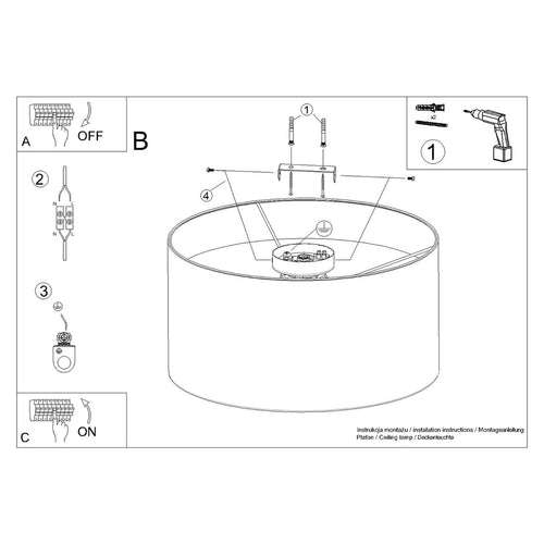 Sollux Lighting Plafondlamp TELESTO wit/donkerbruin - 35x35x20cm