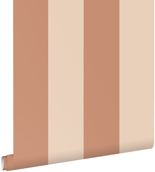 ESTAhome behang strepen beige en terracotta - 50 x 900 cm - 131968