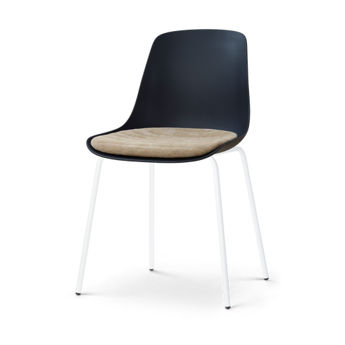 Nolon Nora-Liv eetkamerstoel zwart met nougatbruin zitkussen - wit onderstel - vtwonen shop