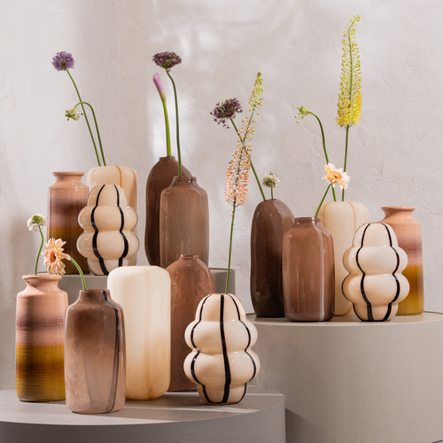 WOOOD vaas met streep Arles - Glas - Naturel - vtwonen shop