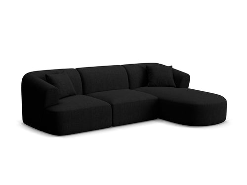 Cosmopolitan Design Modulaire hoekbank rechts Campi 4-zits, structurele stof zwart - 156x256x70cm