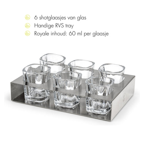 Leopold Vienna - shotglazen met tray - set van 6 shotglaasjes - vtwonen shop