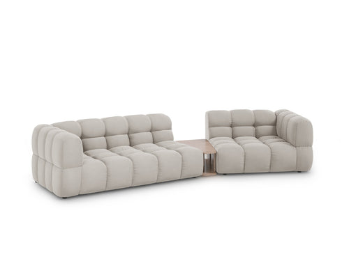 Cosmopolitan Design Rechte modulaire bank Sky 3-zits, flueel, lichtbeige - 148x353x70cm