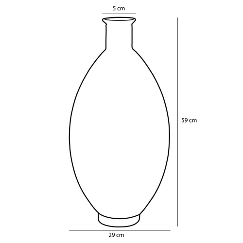 Mica Decorations Firenza Fles Vaas - H59 x Ø29 cm - Gerecycled Glas - Donkerbruin