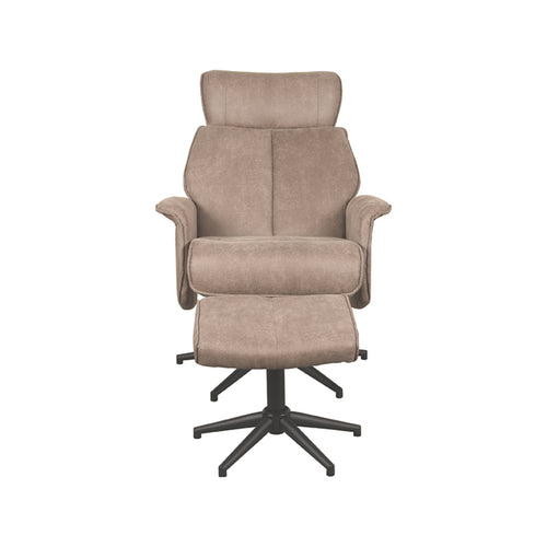 LABEL51 Relaxfauteuil Verdal - Taupe - Draaibaar - Incl. Hocker - vtwonen shop