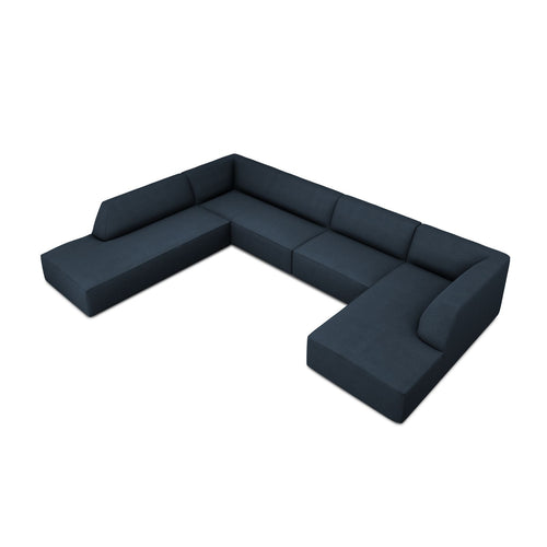 Cosmopolitan Design - Panoramische hoekbank links Siena 7-zits, structurele stof marineblauw - 273x366x69cm