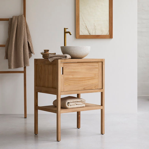 Tikamoon Massief teakhouten wastafelmeubel 60 cm - Naturel
