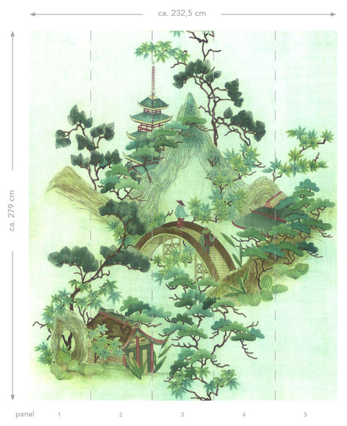 ESTAhome fotobehang chinoiserie groen en bruin - 232.5 x 279 cm - 158114 - vtwonen shop