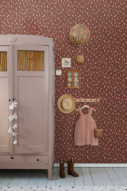 ESTAhome behang stippen bruin en rood - 50 x 900 cm - 131873