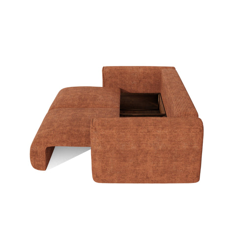 Premium Interiors - Slaapbank met opbergruimte COMO - corduroy terracotta 254cm