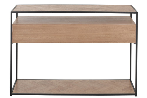 J-Line console Zigzag 2 Lades - hout/metaal - naturel/zwart - vtwonen shop