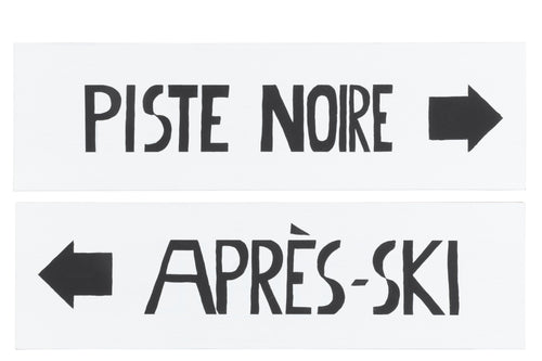 J-Line plakkaat Direction Piste Noire/Apres-Ski - hout - zwart/wit - 2 stuks - vtwonen shop