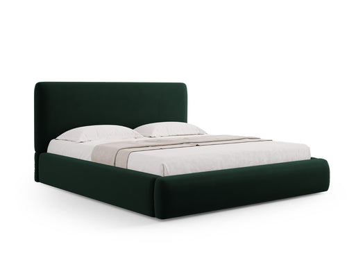 Cosmopolitan Design Opbergbed met hoofdeinde Colonel 140x200cm, flueel, flessengroen - 220x160x100cm