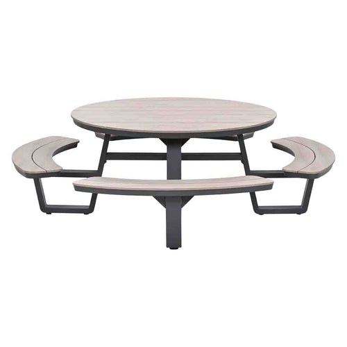 Garden Impressions picknicktafels Sarria donker grijs - vironwood - Ø148x75 cm