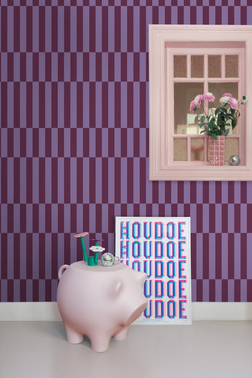 ESTAhome behang strepen aubergine paars - 50 x 900 cm - 131423 - vtwonen shop