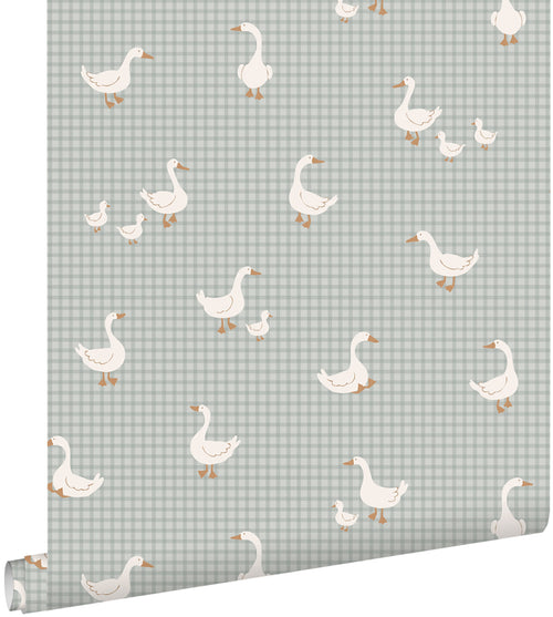 ESTAhome behang schattige ganzen blauw - 50 x 900 cm - 132187