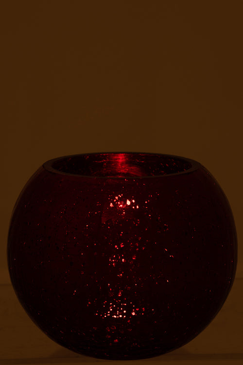 J-Line windlicht Bol Craquelé - glas - rood - large