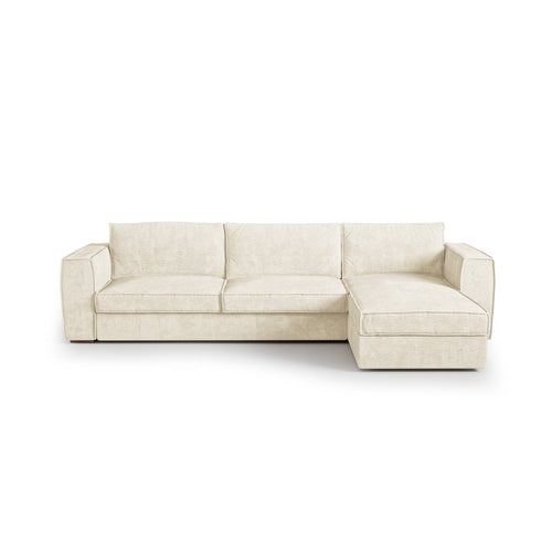 Premium Interiors - Rechthoekige hoekbank MIKA - zacht aanvoelende geweven stof crème 292cm