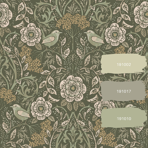 ESTAhome behang bloemen en vogels donkergroen - 53 cm x 10.05 m - 139831 - vtwonen shop