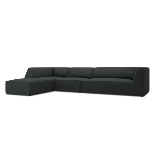Cosmopolitan Design - Modulaire hoekbank links Siena 5-zits, ribfluwelen zwart - 180x366x69cm