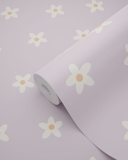 ESTAhome behang madeliefjes lila paars - 53 cm x 10.05 m - 131114