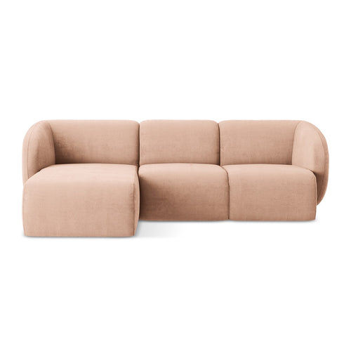 LaMiaSofa hoekbank links Cervo - chenille stof - perzik - 248x166x90