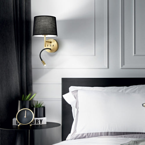 Ideal Lux SET UP Wandlamp + Leeslamp Messing Zonder Kap 3000K