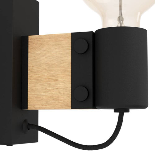 EGLO wandlamp Bailrigg - e27 - hout - zwart, bruin - vtwonen shop