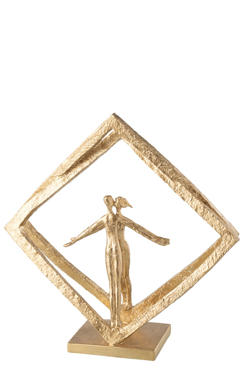 J-Line decoratie Koppel in raam modern - polyresin - goud - vtwonen shop