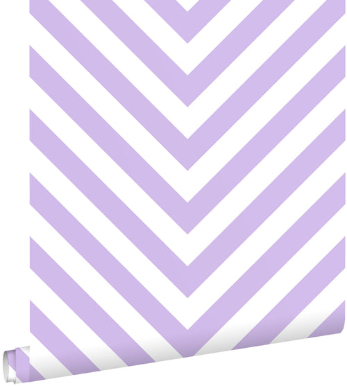 ESTAhome behang chevronpatroon lila paars en wit - 50 x 900 cm - 131407 - vtwonen shop