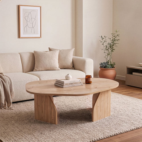 Calicosy - ROCK Salontafel met brede poten - Steen - 60x100x35 cm