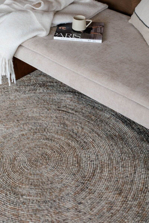 Interieur05 Rond wollen vloerkleed Gapo Grijs/Bruin Gemeleerd - 250 x 250 cm - vtwonen shop