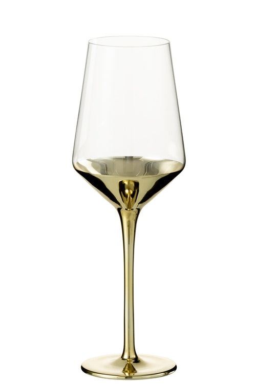 J-Line wijnglas  - glas - tansparant/goud - 4 stuks