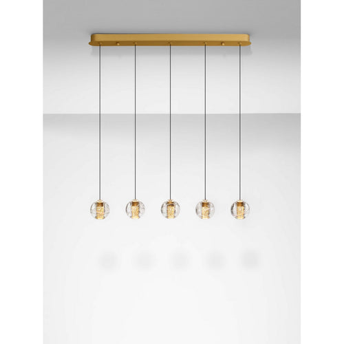 Nova Luce LICIO Hanglamp voor in de vorm van een bar, goudkleurig, Triac dimbaar, LED, 16W, 832lm, 3000K