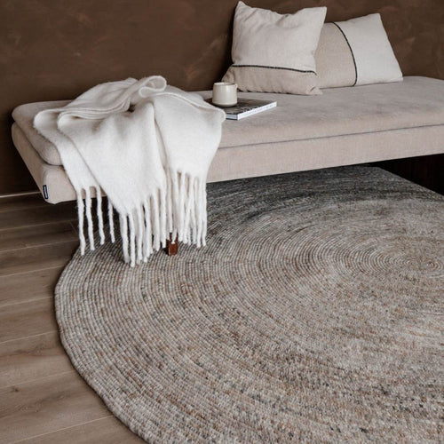 Interieur05 Rond wollen vloerkleed Gapo Grijs/Bruin Gemeleerd - 180 x 180 cm - vtwonen shop