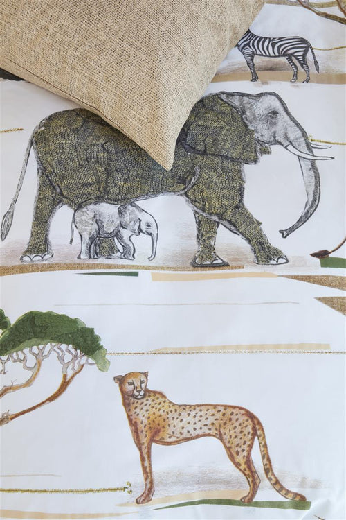 Beddinghouse Kids dekbedovertrek Jeep Safari - 100x135 cm - naturel